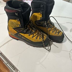 La Sportiva Yellow and Black Mountaineering Boots